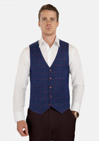 Indigo Blue Windowpane Vest - SARTORO341