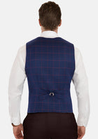 Indigo Blue Windowpane Vest - SARTORO948