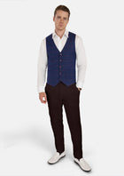 Indigo Blue Windowpane Vest - SARTORO850