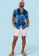 Indigo Marble Silk Shirt - SARTORO967