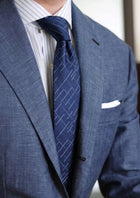 Ink Blue Linear Grid Tie - SARTORO66