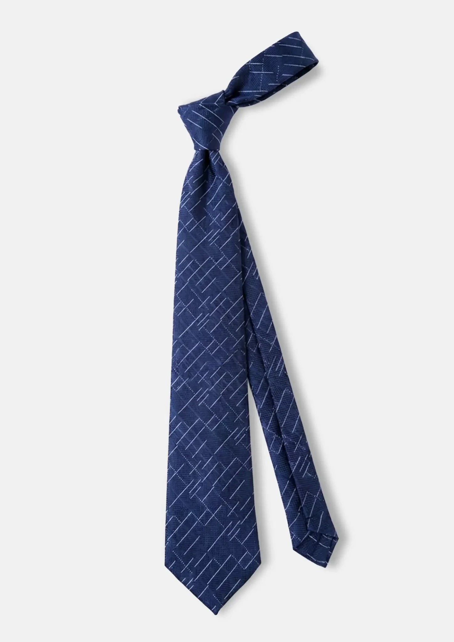 Ink Blue Linear Grid Tie - SARTORO413