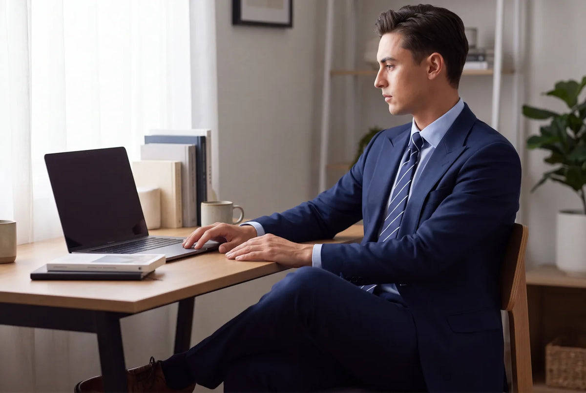 A video interview takes the same outfit as an in-person one. The camera shows the shoulders and collar most, so the fit there counts.