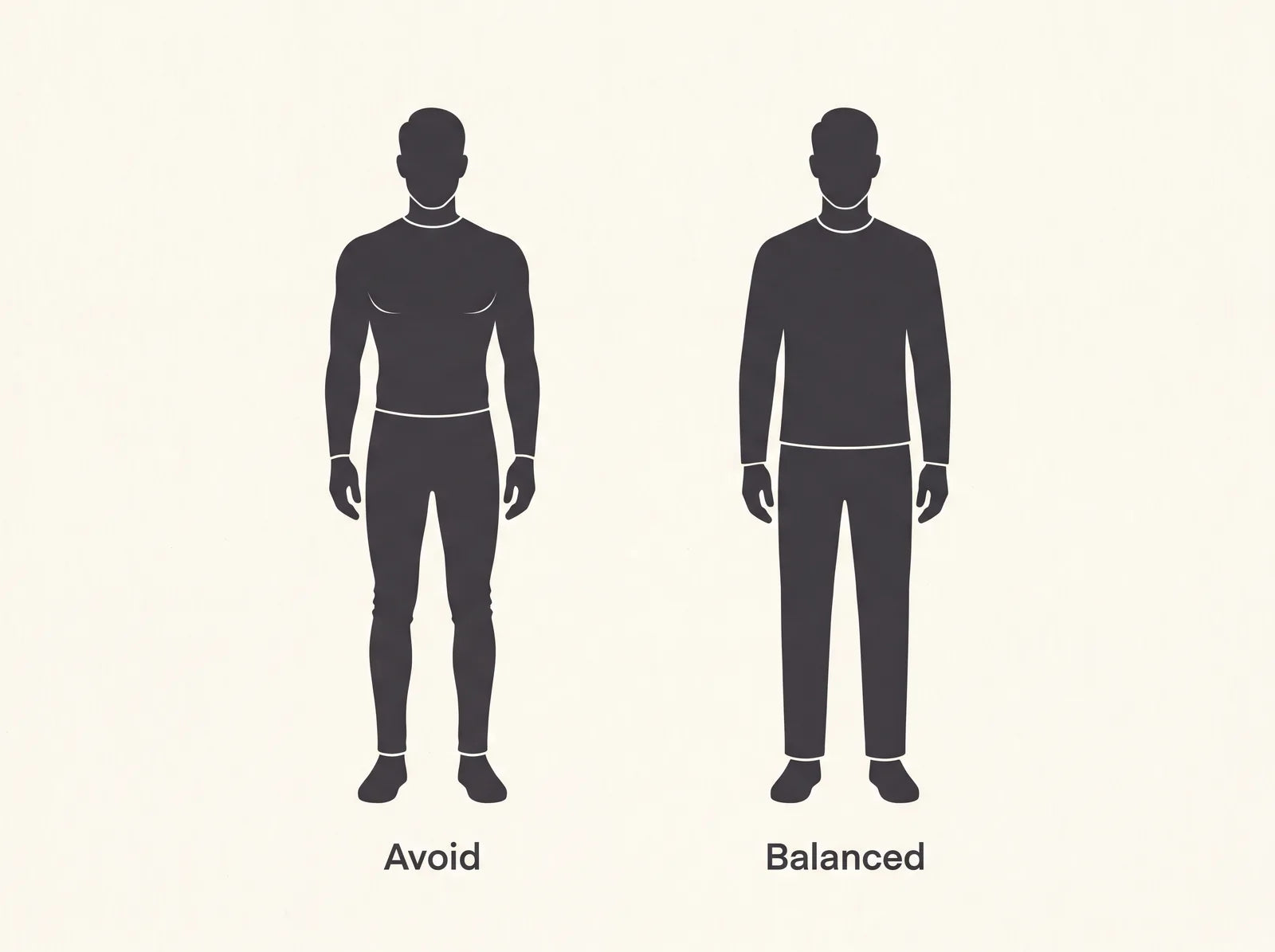 A balanced outfit compared with a top-heavy lollipop silhouette
