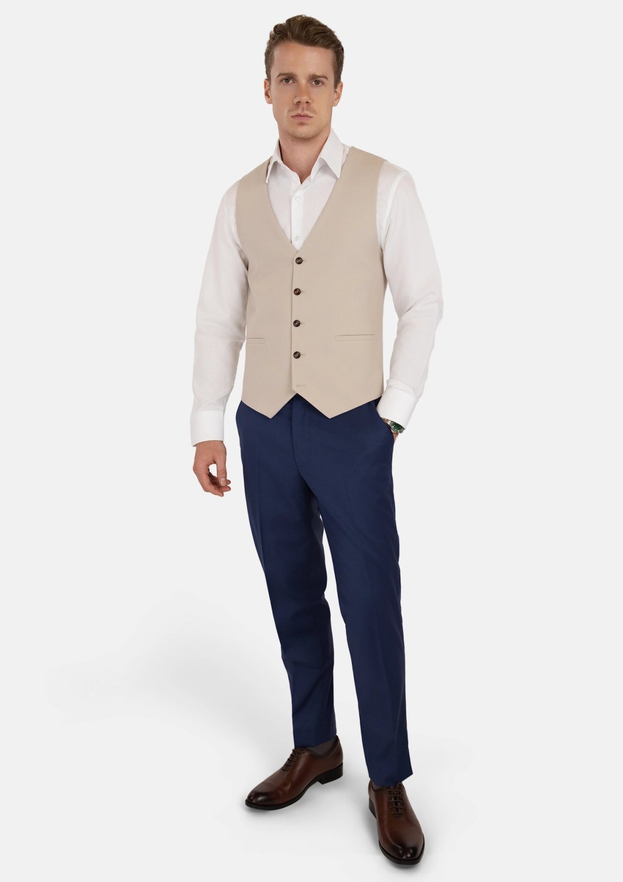 Ivory Cotton Vest - SARTORO967