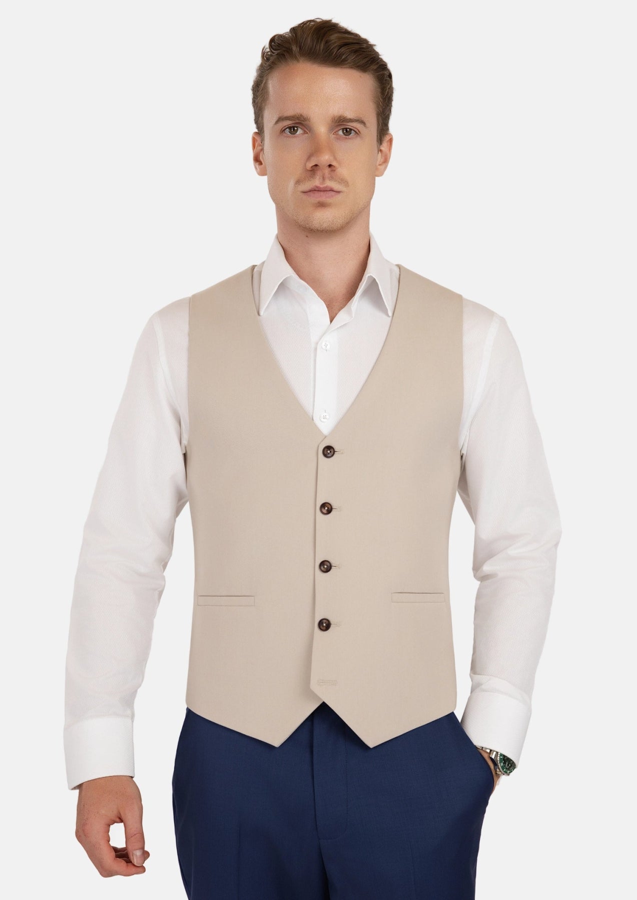 Ivory Cotton Vest - SARTORO26