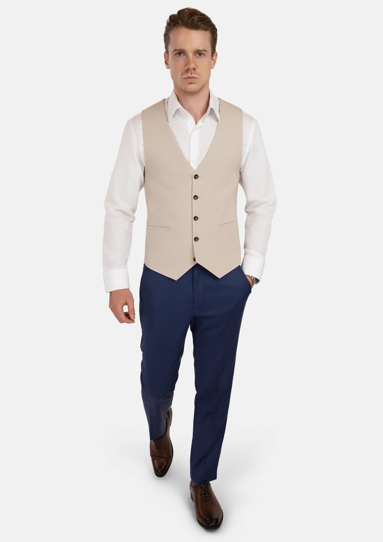 Ivory Cotton Vest - SARTORO10