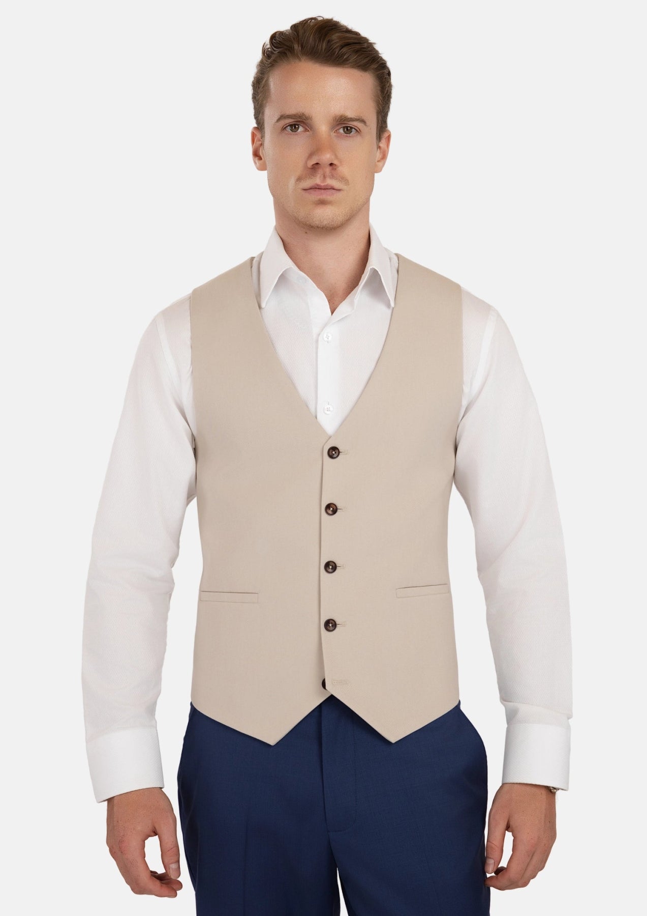 Ivory Cotton Vest - SARTORO182