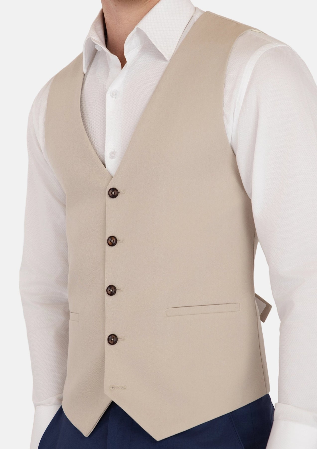 Ivory Cotton Vest - SARTORO357