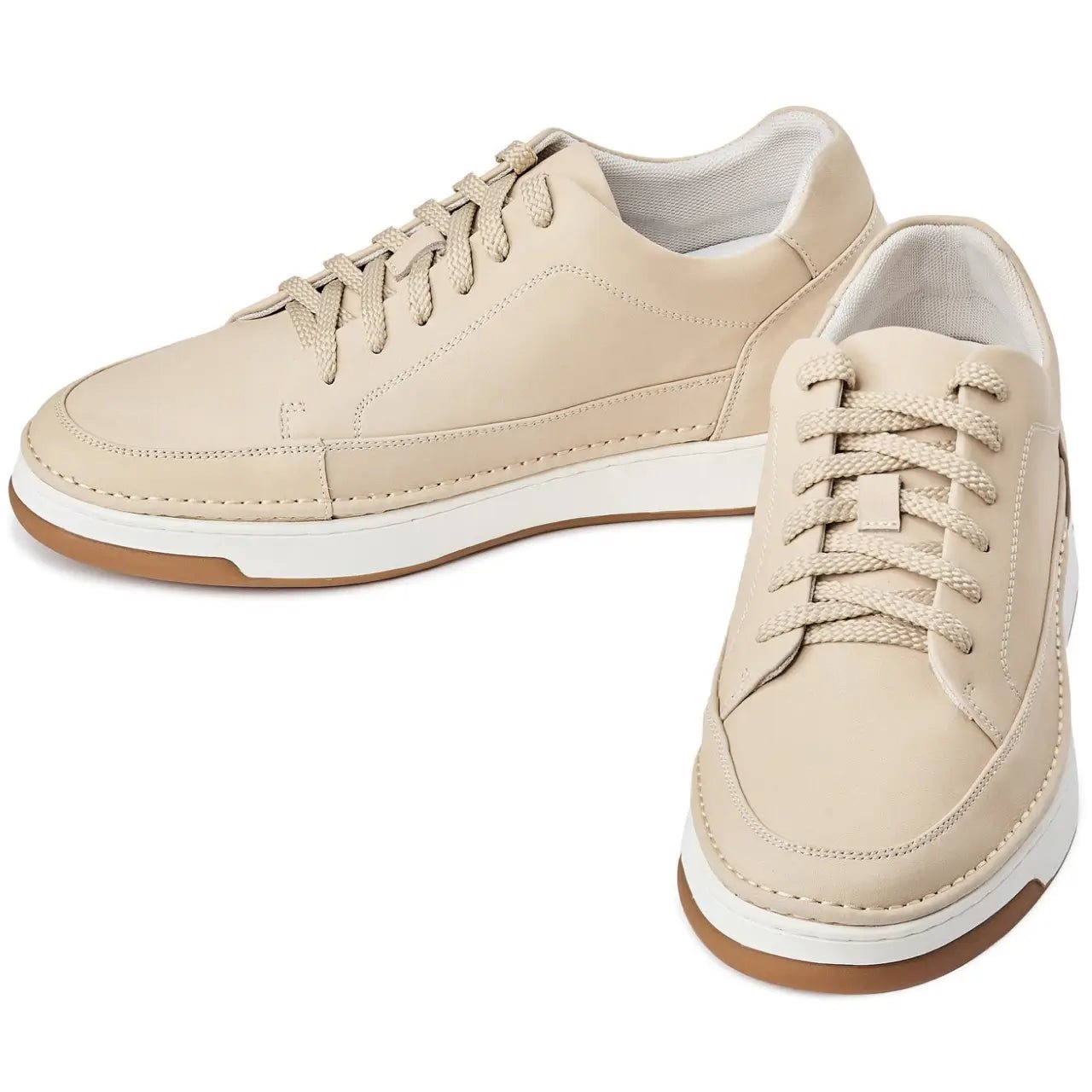 Ivory White Suede Elevated Leather Sneakers - 2791