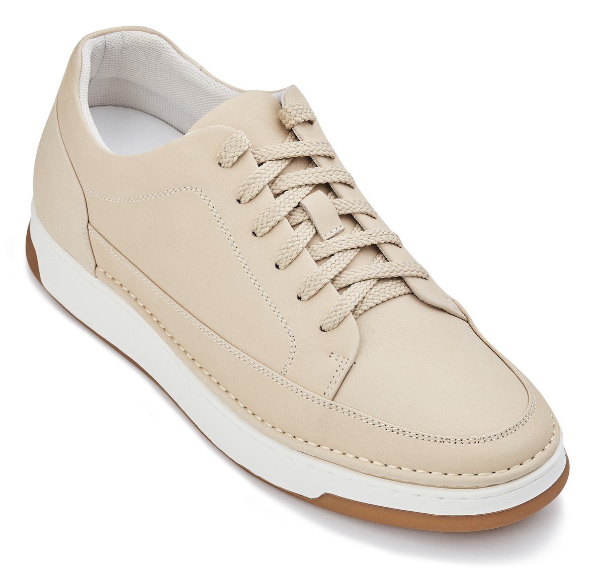 Ivory White Suede Elevated Leather Sneakers - 2694