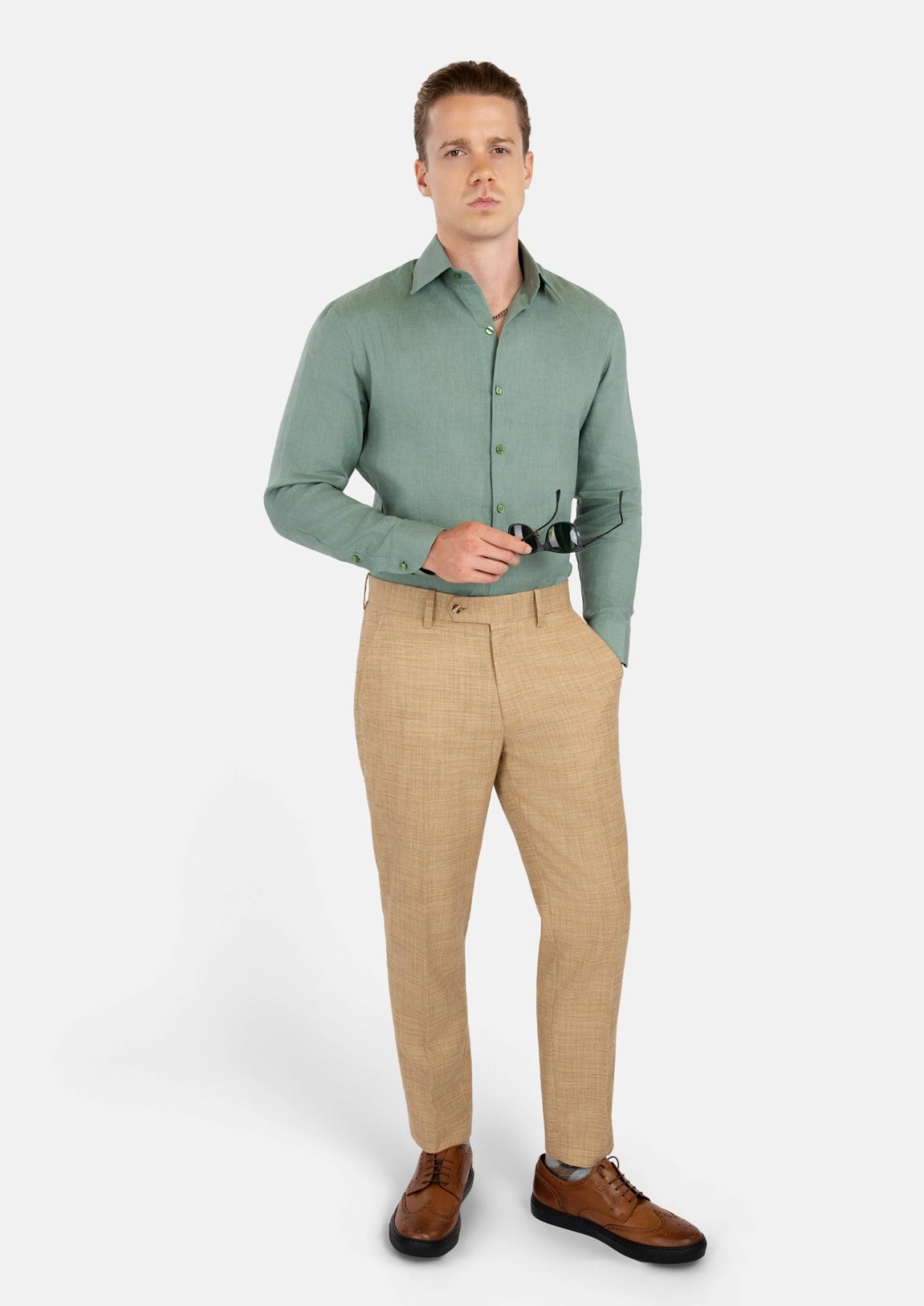 Jade Green Linen Shirt - SARTORO