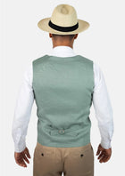 Jade Green Linen Vest - SARTORO913