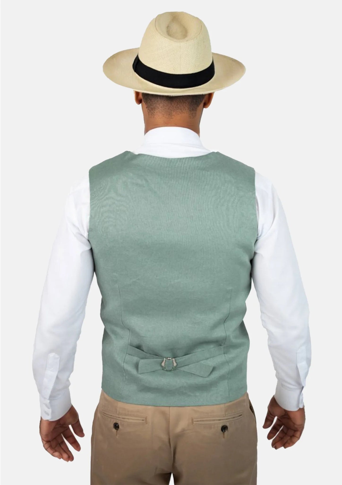 Jade Green Linen Vest - SARTORO