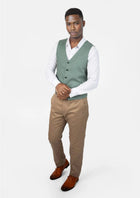 Jade Green Linen Vest - SARTORO157