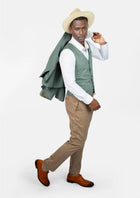 Jade Green Linen Vest - SARTORO105