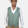 Jade Green Linen Vest - SARTORO