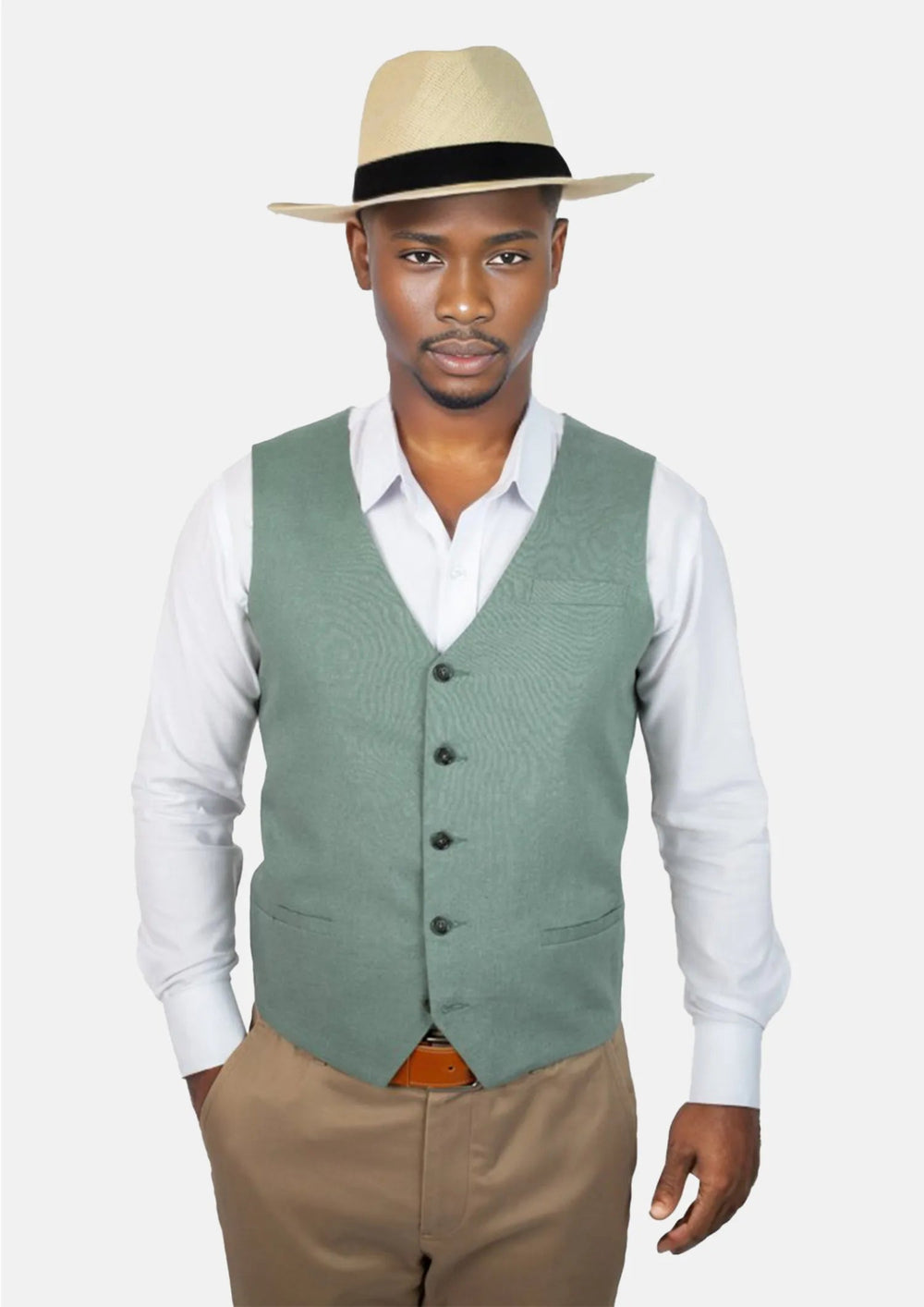 Jade Green Linen Vest227