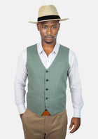 Jade Green Linen Vest - SARTORO666