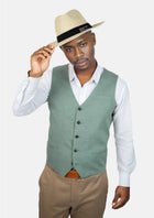 Jade Green Linen Vest - SARTORO800