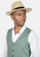 Jade Green Linen Vest - SARTORO917