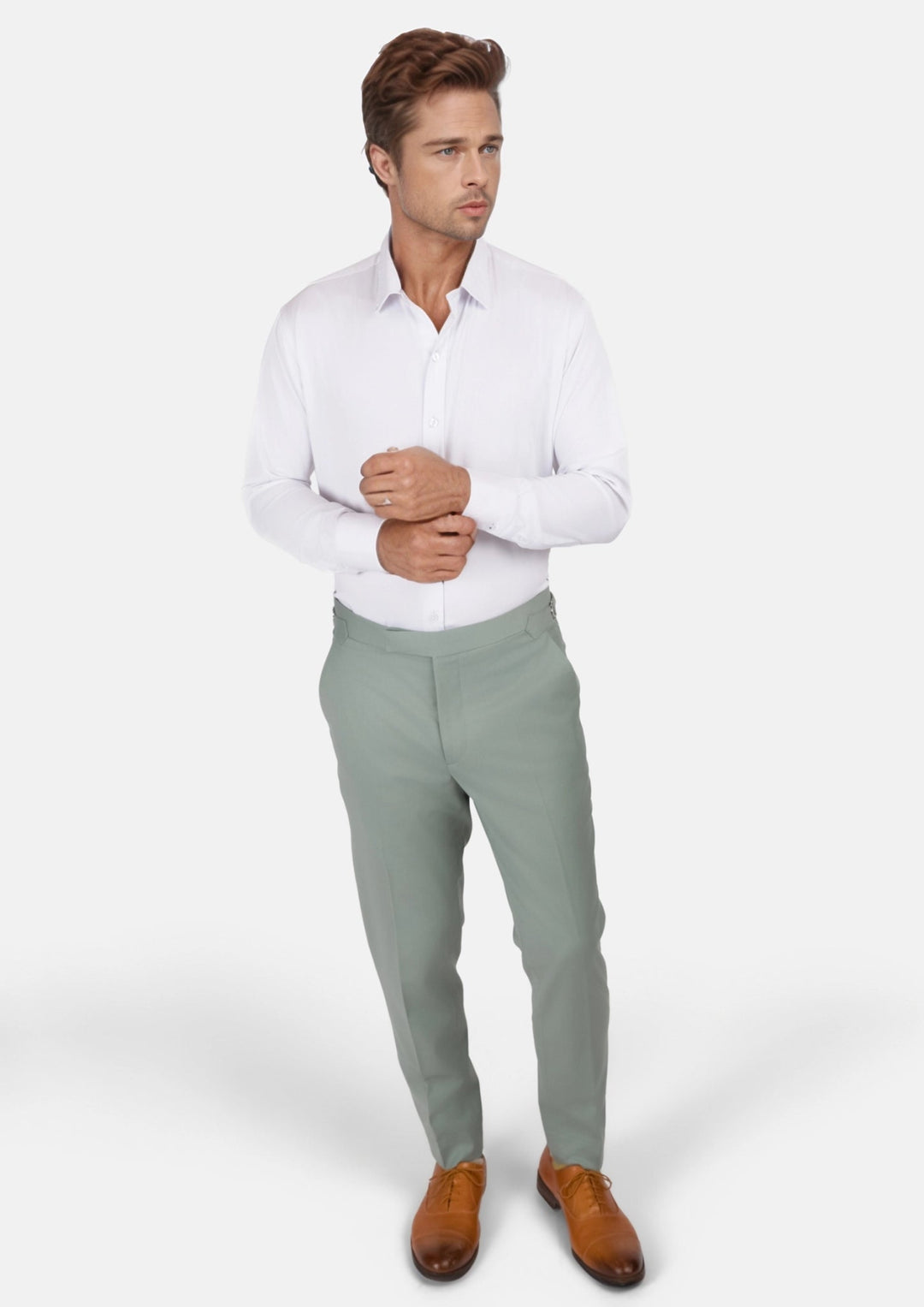 Jade Green Performance Wool Pants - SARTORO