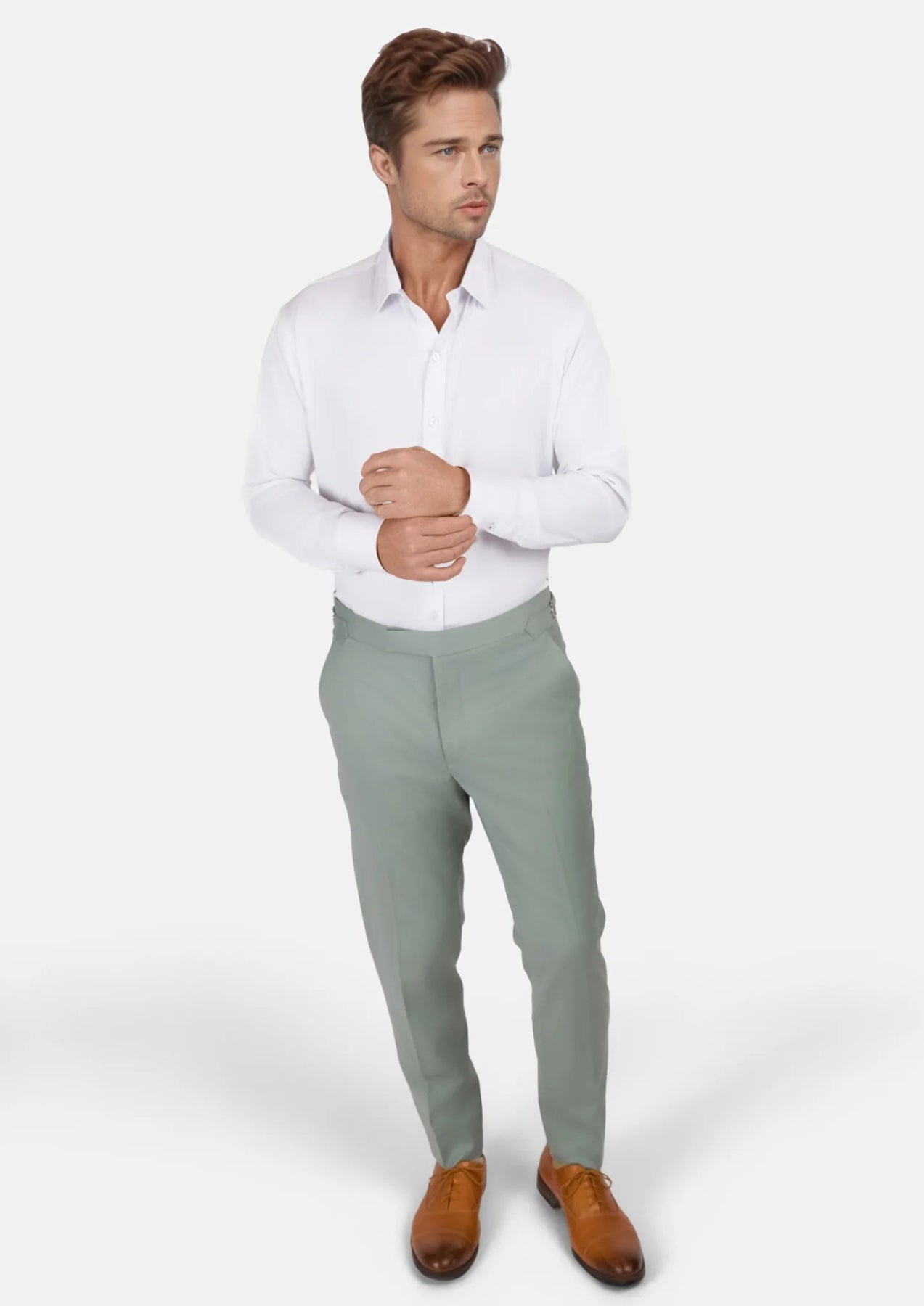 Jade Green Performance Wool Pants - SARTORO663