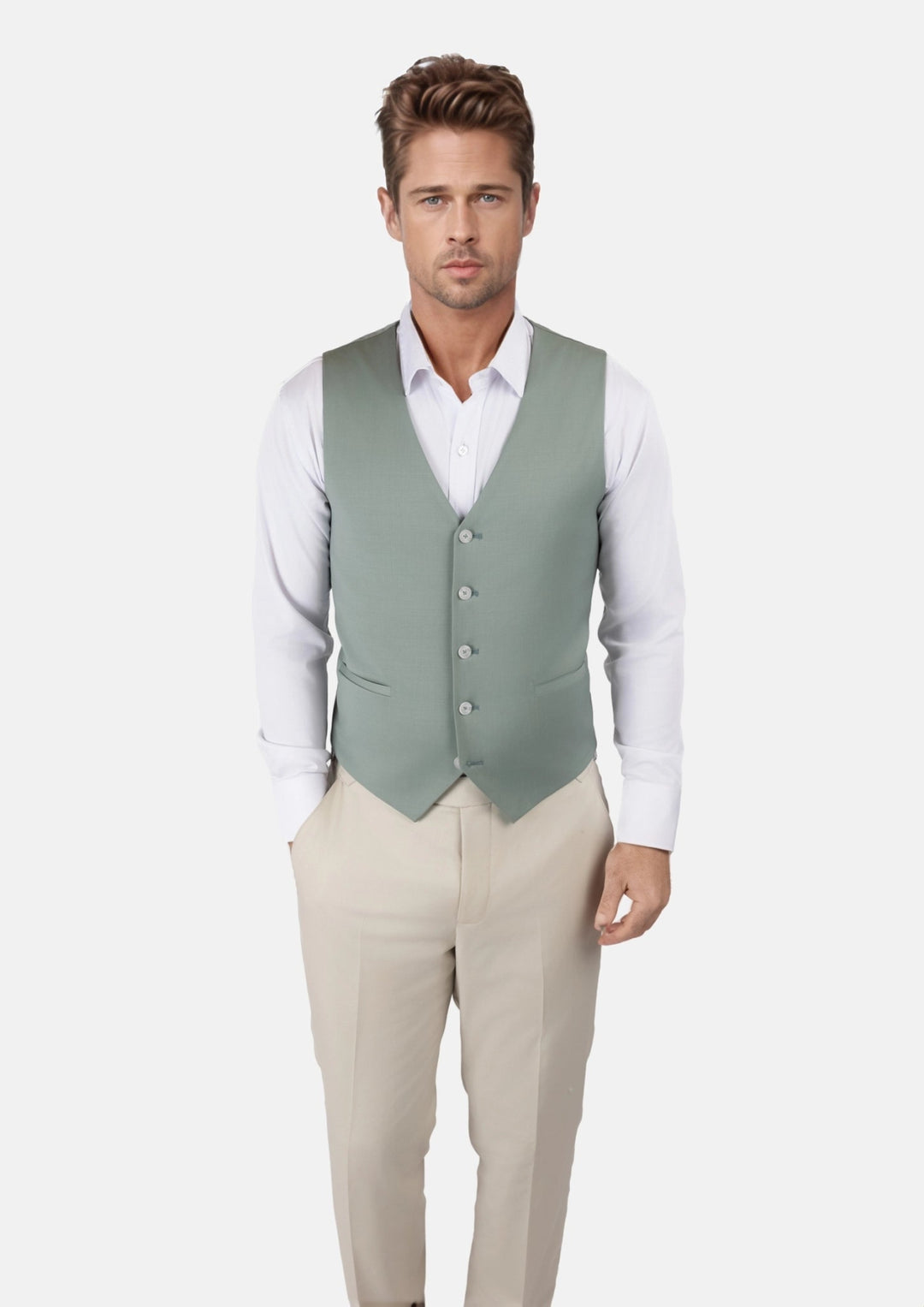 Jade Green Performance Wool Vest - SARTORO