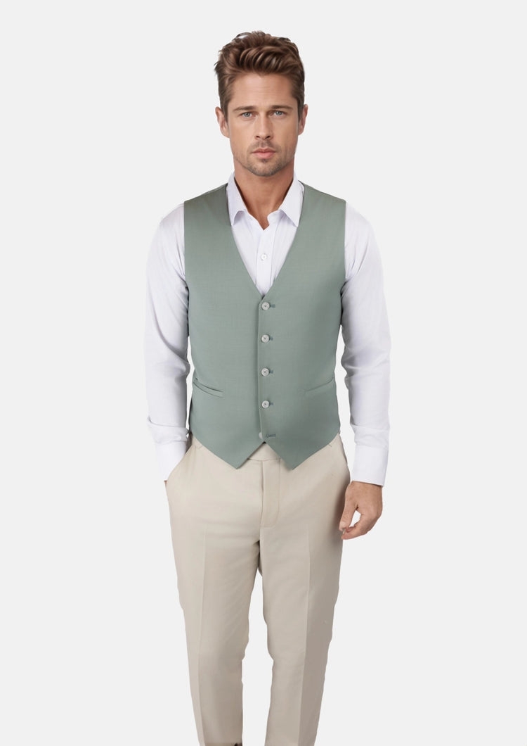 Jade Green Performance Wool Vest - SARTORO
