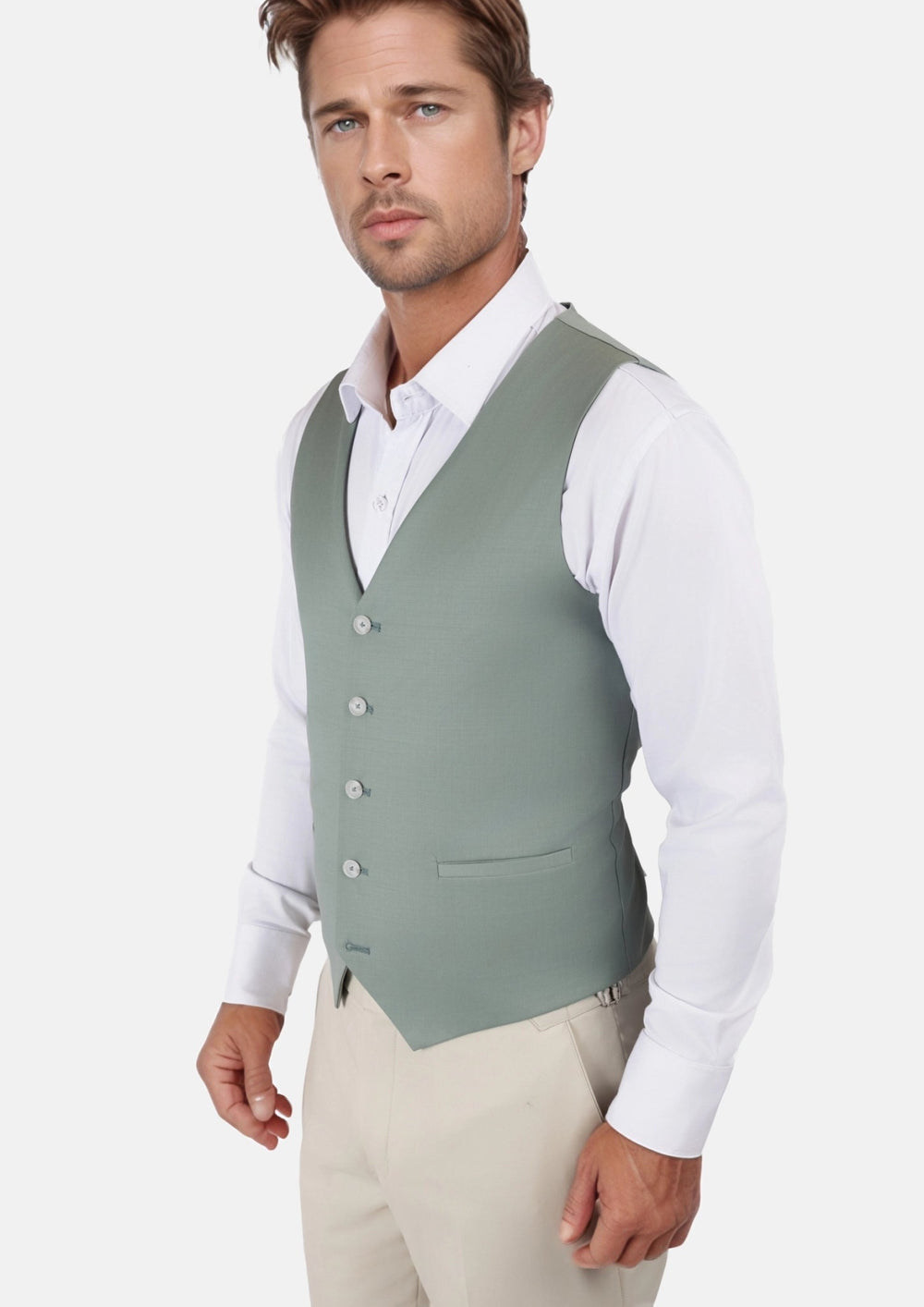 Jade Green Performance Wool Vest - SARTORO