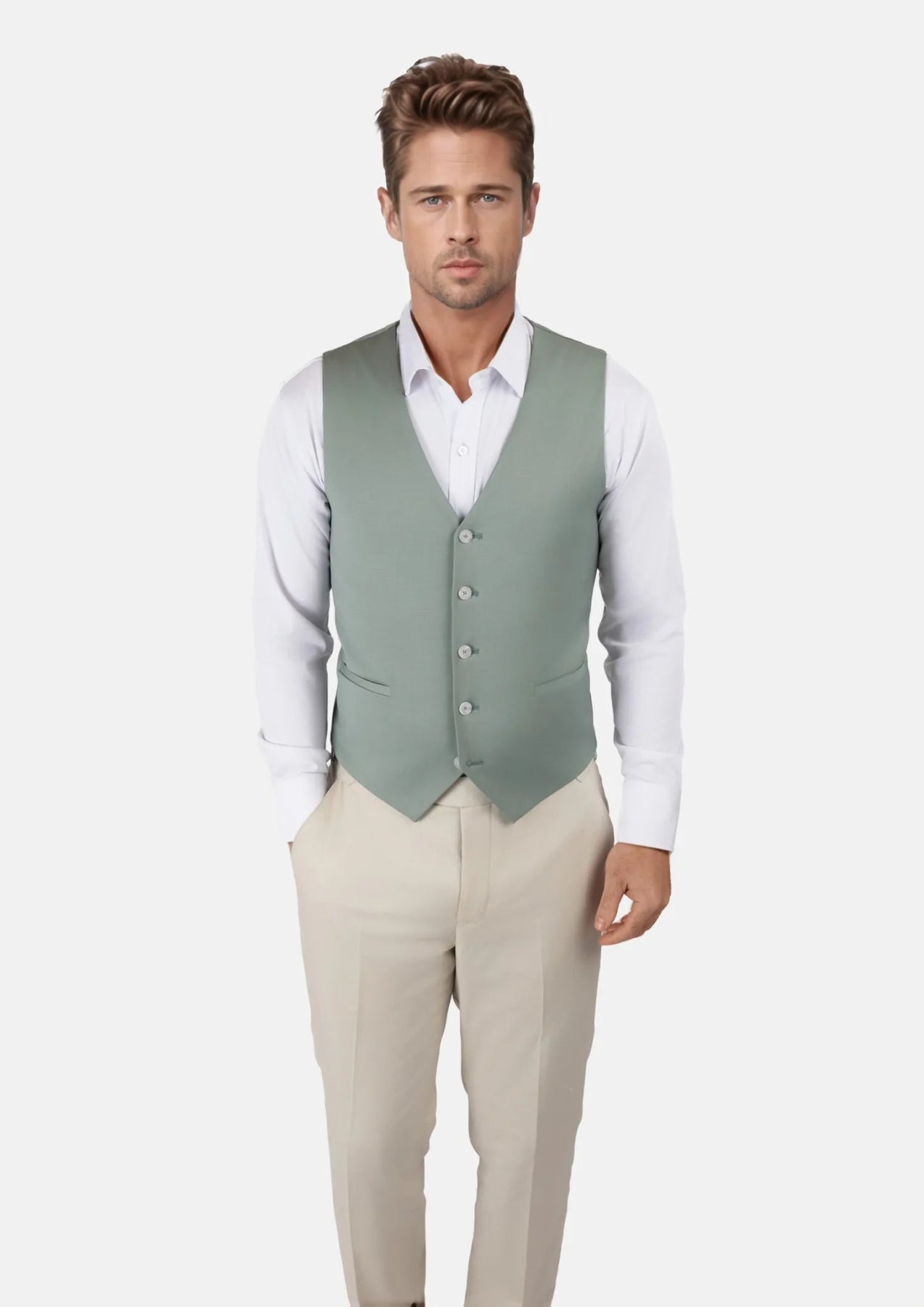 Jade Green Performance Wool Vest - SARTORO710