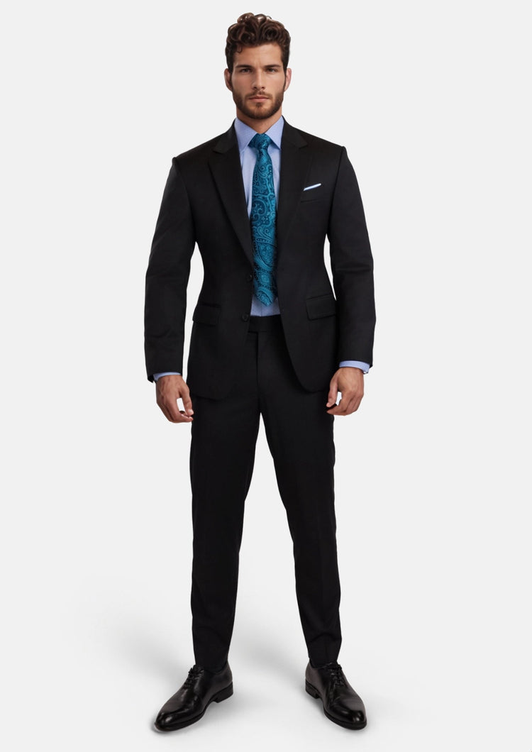 Jet Black Performance Stretch Suit - SARTORO639