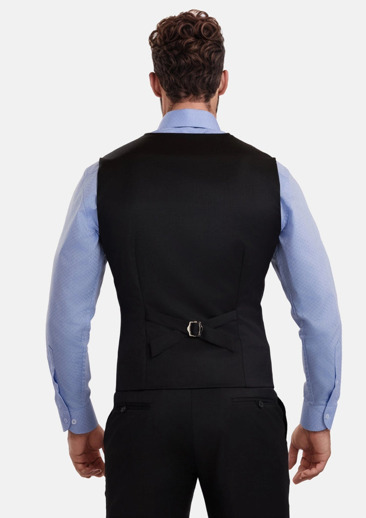 Jet Black Performance Stretch Vest - SARTORO