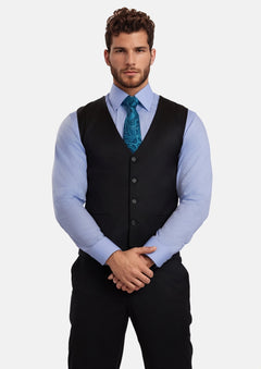 Jet Black Performance Stretch Vest - SARTORO