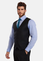 Jet Black Performance Stretch Vest - SARTORO427