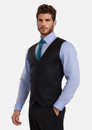 Jet Black Performance Stretch Vest - SARTORO