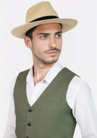Juniper Green Linen Vest - SARTORO922