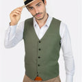 Juniper Green Linen Vest - SARTORO