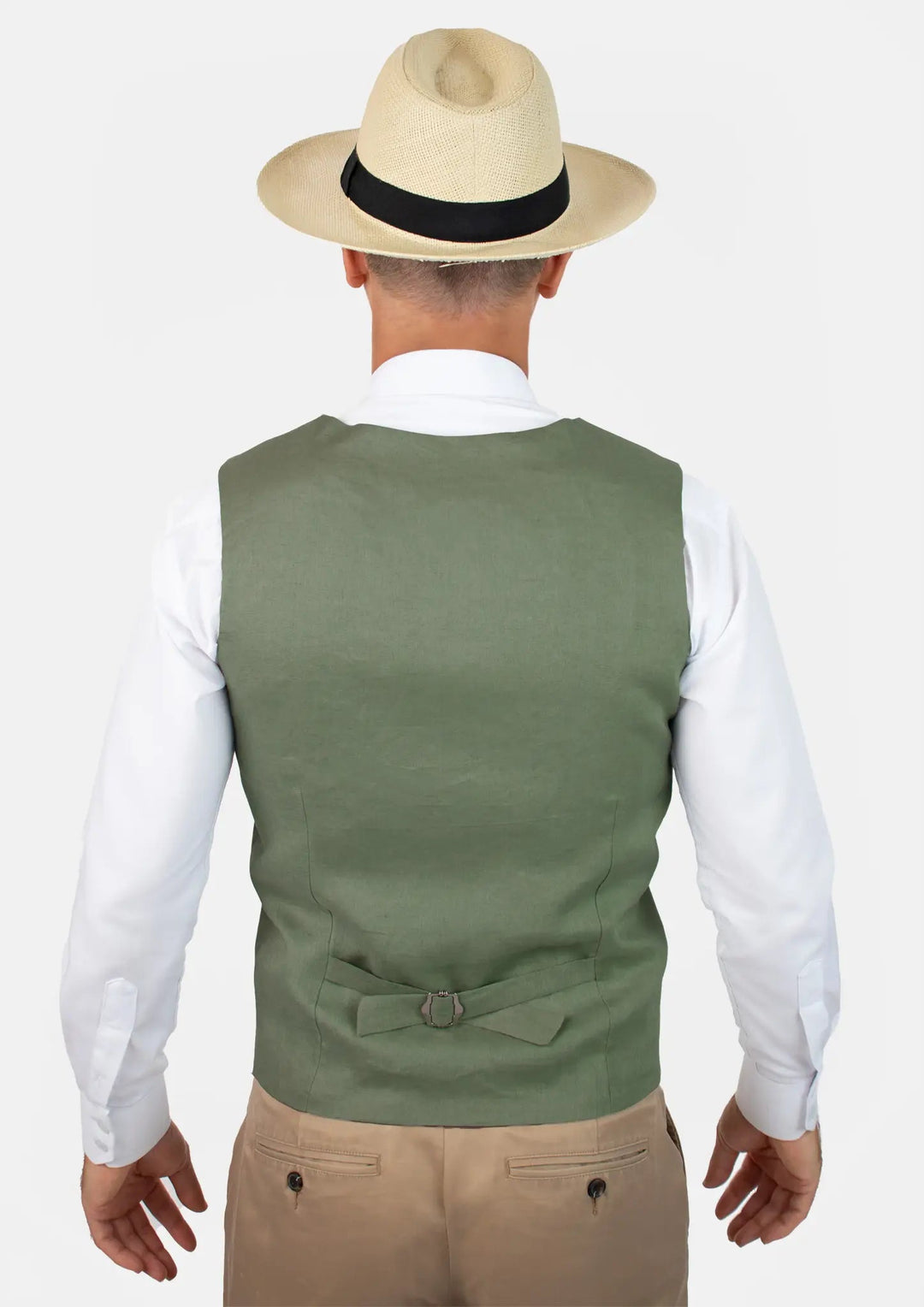 Juniper Green Linen Vest - SARTORO