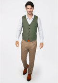 Juniper Green Linen Vest - SARTORO