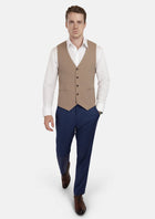 Khaki Cotton Vest - SARTORO127