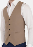 Khaki Cotton Vest - SARTORO388