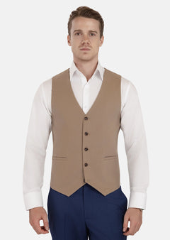 Khaki Cotton Vest - SARTORO