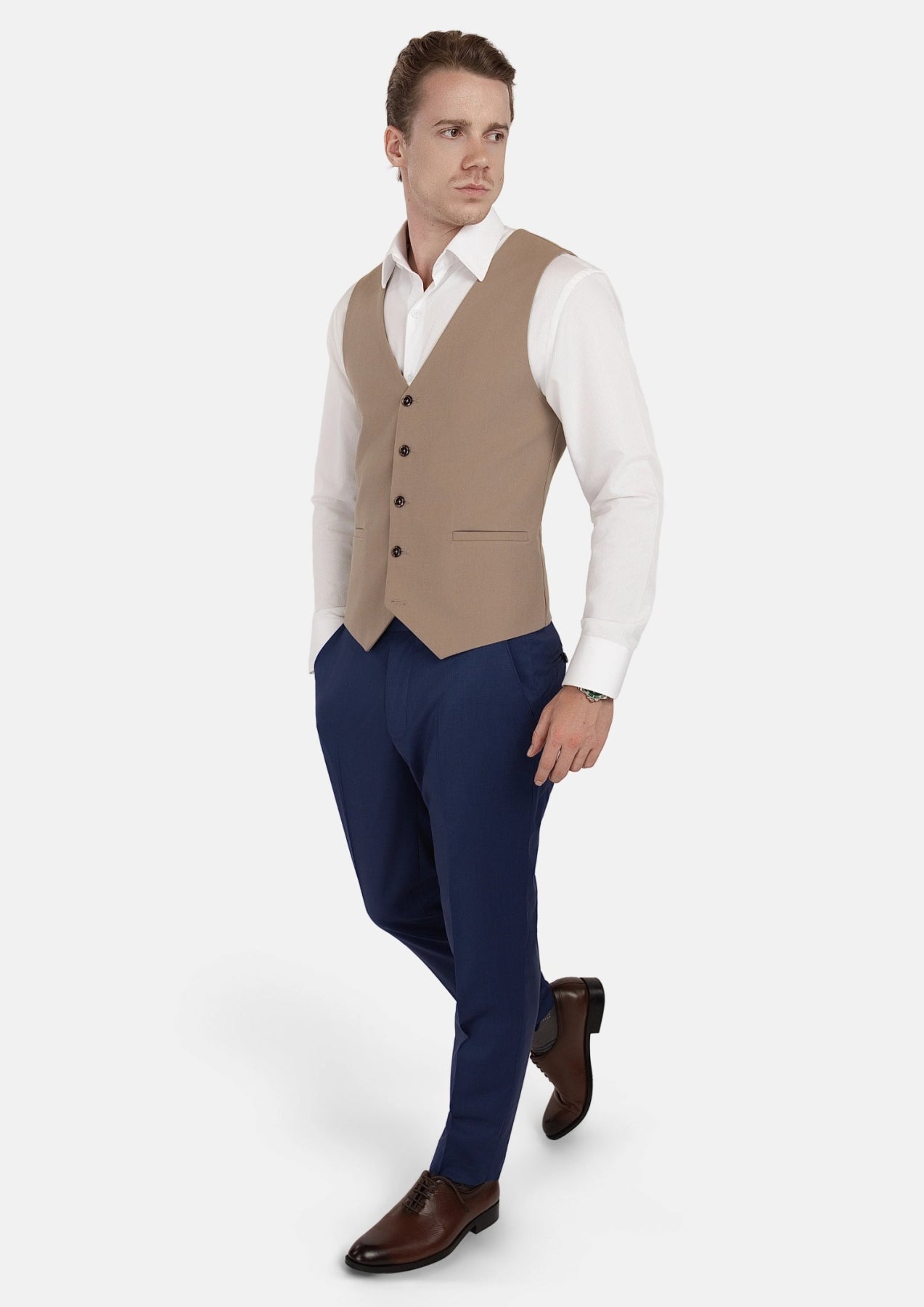 Khaki Cotton Vest - SARTORO83