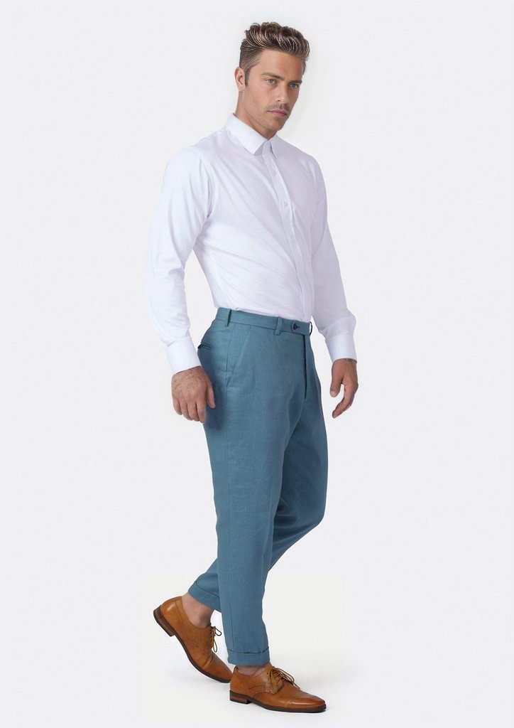 Koi Blue Linen Pants - SARTORO193