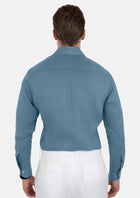 Koi Blue Linen Shirt - SARTORO477