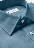 Koi Blue Linen Shirt - SARTORO551