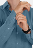 Koi Blue Linen Shirt - SARTORO571