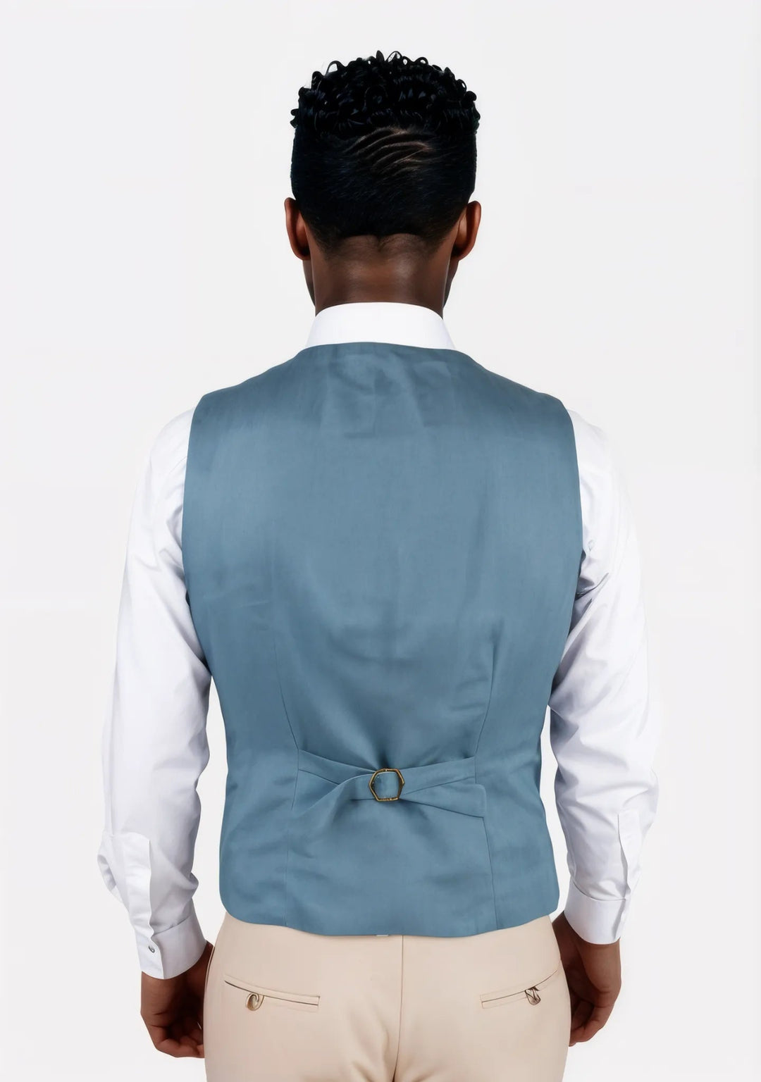 Koi Blue Linen Vest - SARTORO