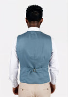 Koi Blue Linen Vest - SARTORO840